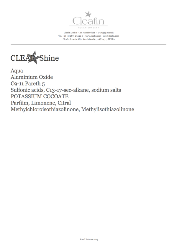 Cleafin Shine Spezialreiniger 500ml / 5er VE